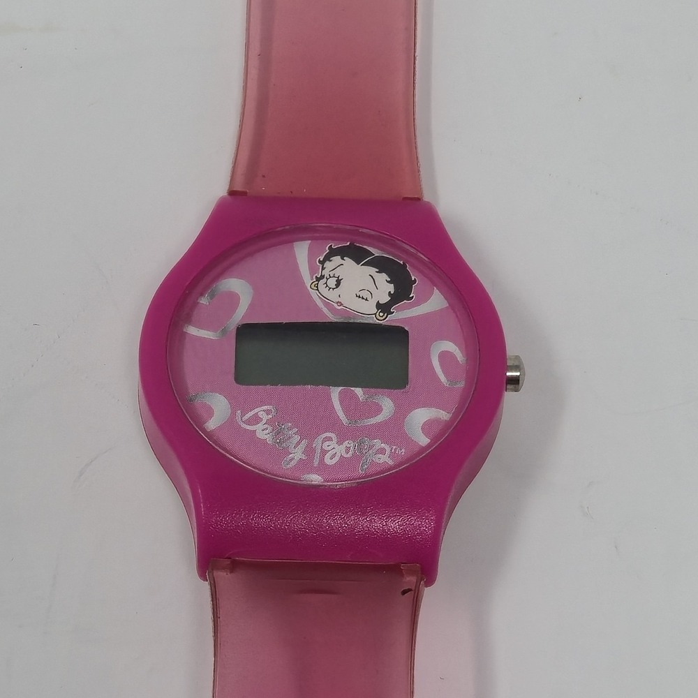 Vintage 2006 Betty Boop Digital Watch Pink Jelly Strap NEEDS BATTERY